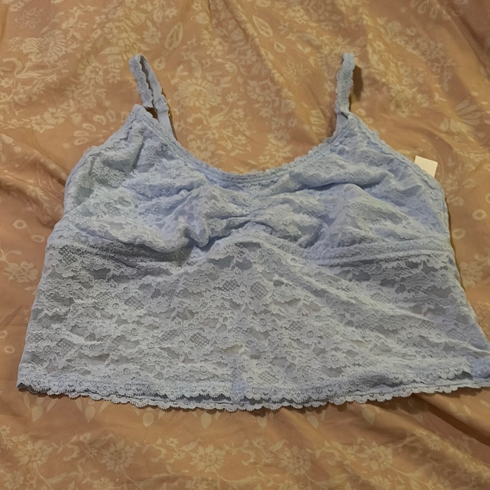 Aerie Light Blue Lace Tank Top